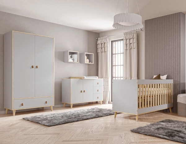 Babyzimmer Schrank NEW YORK hellgrau | www.kids-ambiente.com